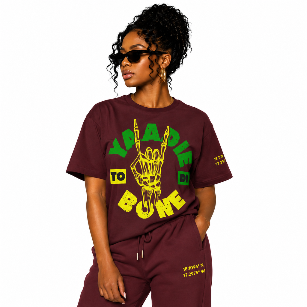 Yaadie to Di Bone Rock Skeleton Hand Graphic Tee