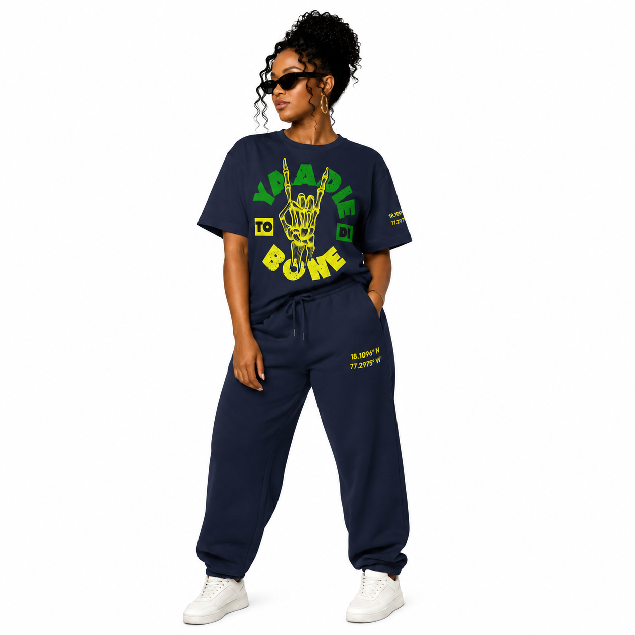 Yaadie to Di Bone Rock Skeleton Hand Graphic Tee