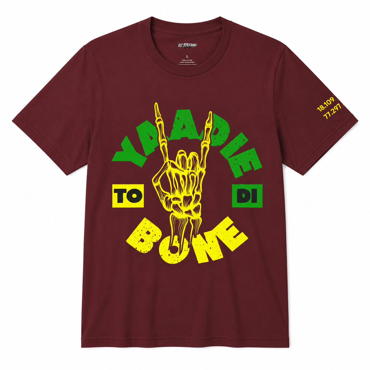 Yaadie to Di Bone Rock Skeleton Hand Graphic Tee